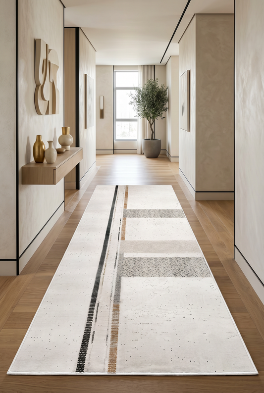 West Home Dijital Baskılı Yıkanabilir Kaymaz Taban Salon, Mutfak ve Yolluk Halısı-642 White