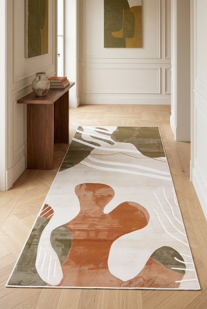 West Home Digital Print Washable Non-Slip Living Room, Kitchen and Hallway Rug - 647 Green