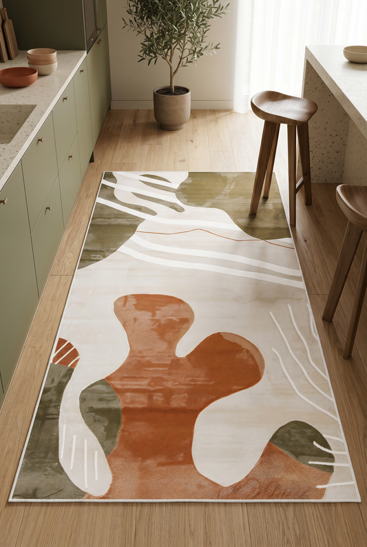 West Home Dijital Baskılı Yıkanabilir Kaymaz Taban Salon, Mutfak ve Yolluk Halısı-647 Green