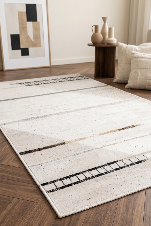 West Home Dijital Baskılı Yıkanabilir Kaymaz Taban Salon, Mutfak ve Yolluk Halısı-650 White