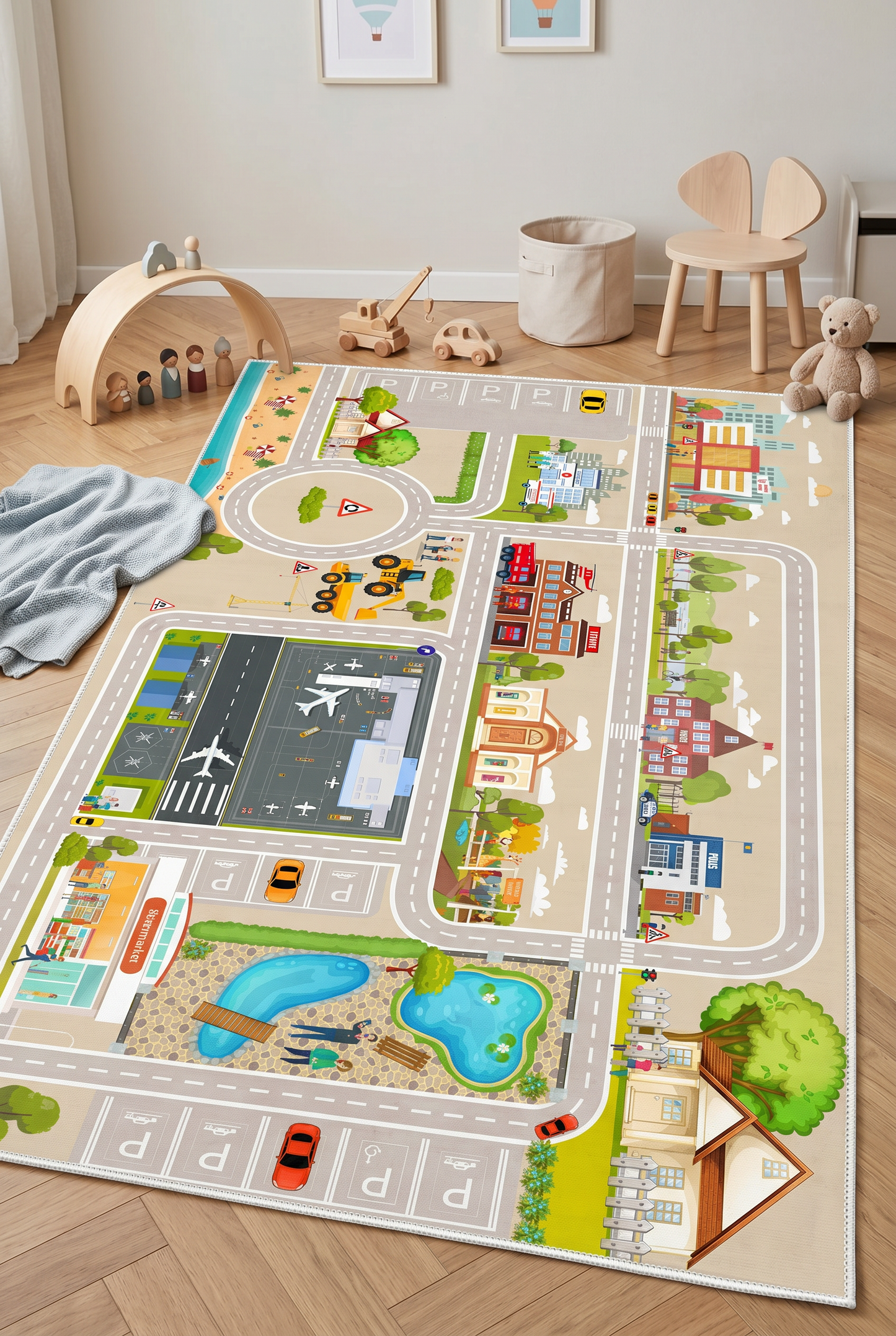 West Home Machine Washable Children's Rug - 656 Beige