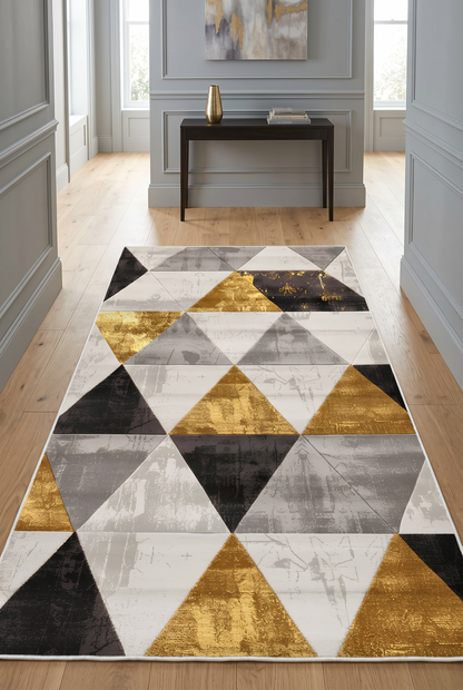 West Home Digital Print Washable Non-Slip Living Room, Kitchen and Hallway Rug - 657 Grey