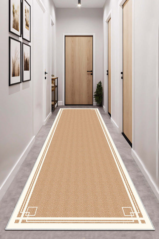West Home Dijital Baskılı Yıkanabilir Kaymaz Taban Salon, Mutfak ve Yolluk Halısı-659 Beige