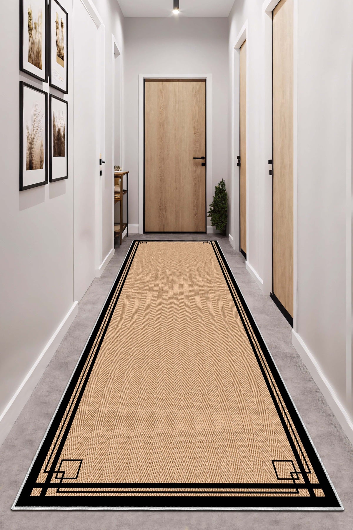 West Home Dijital Baskılı Yıkanabilir Kaymaz Taban Salon, Mutfak ve Yolluk Halısı-659 Black