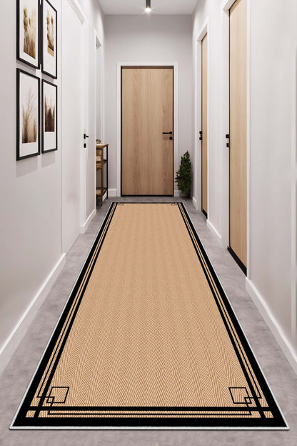 West Home Dijital Baskılı Yıkanabilir Kaymaz Taban Salon, Mutfak ve Yolluk Halısı-659 Black