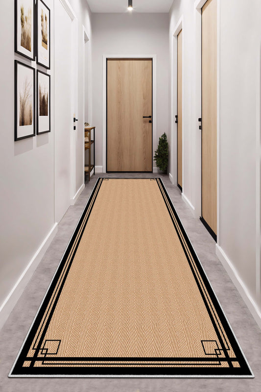 West Home Dijital Baskılı Yıkanabilir Kaymaz Taban Salon, Mutfak ve Yolluk Halısı-659 Black