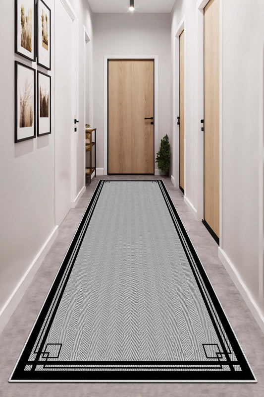 West Home Dijital Baskılı Yıkanabilir Kaymaz Taban Salon, Mutfak ve Yolluk Halısı-659 Grey