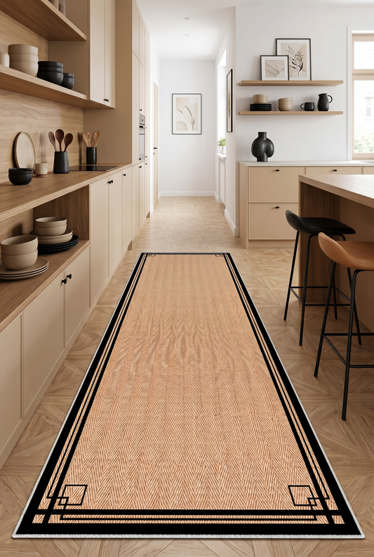 West Home Dijital Baskılı Yıkanabilir Kaymaz Taban Salon, Mutfak ve Yolluk Halısı-659 Black