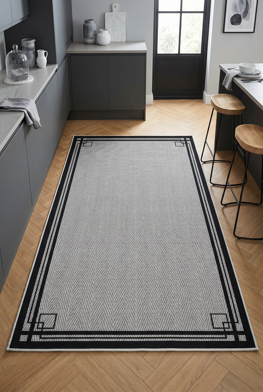 West Home Dijital Baskılı Yıkanabilir Kaymaz Taban Salon, Mutfak ve Yolluk Halısı-659 Grey