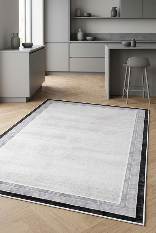 West Home Dijital Baskılı Yıkanabilir Kaymaz Taban Salon, Mutfak ve Yolluk Halısı-660 Grey