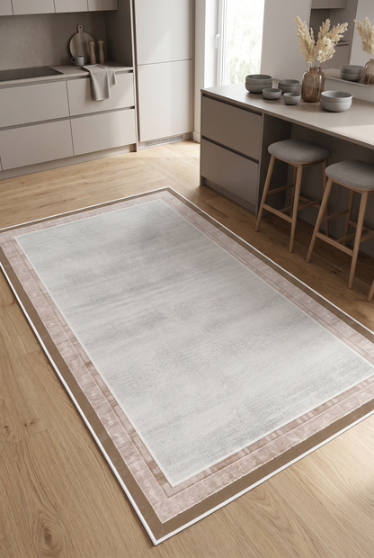 West Home Digital Print Washable Non-Slip Base Living Room, Kitchen and Hallway Rug - 660 Sand
