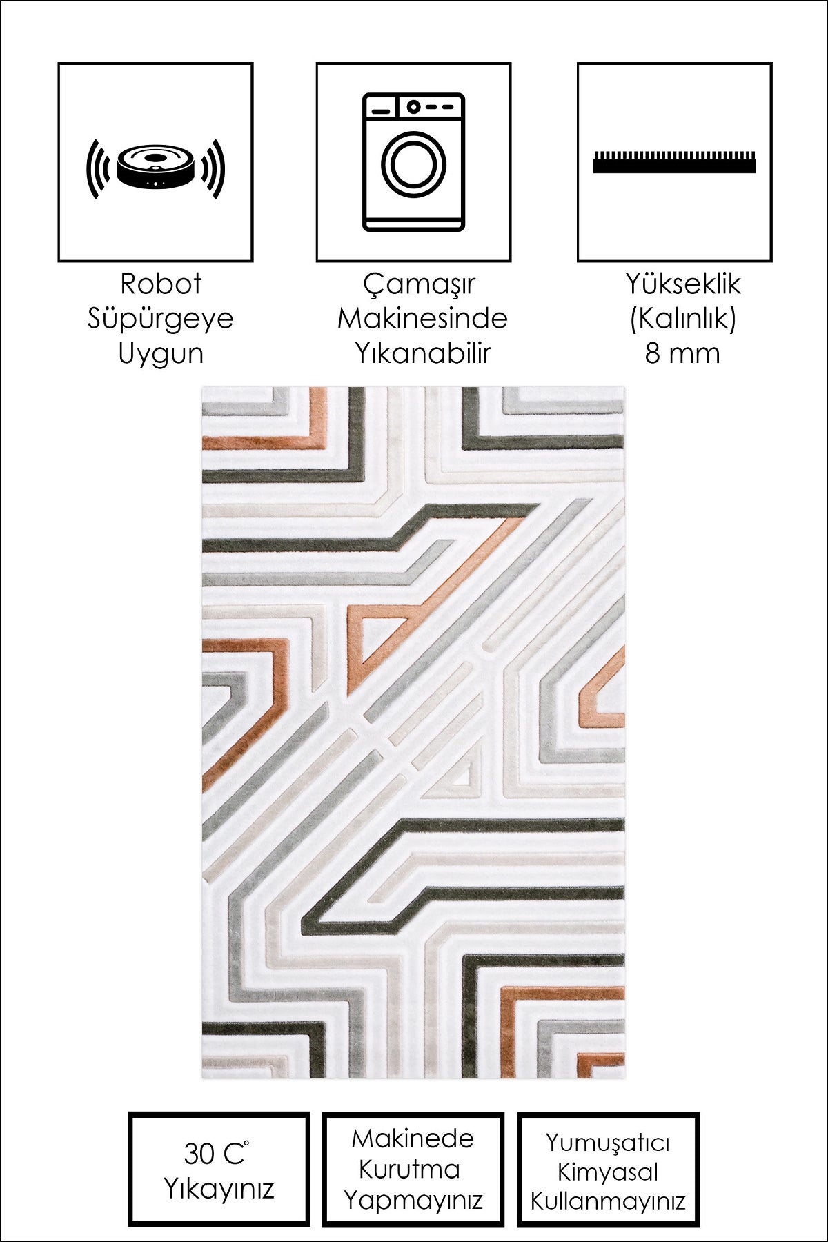 West Home Dijital Baskılı Yıkanabilir Kaymaz Taban Salon, Mutfak ve Yolluk Halısı-661 Multy
