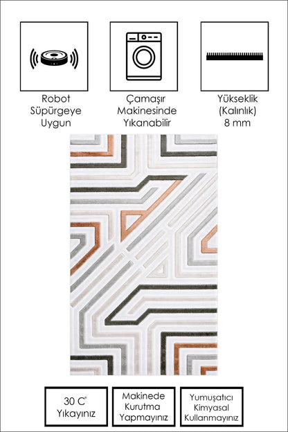 West Home Dijital Baskılı Yıkanabilir Kaymaz Taban Salon, Mutfak ve Yolluk Halısı-661 Multy