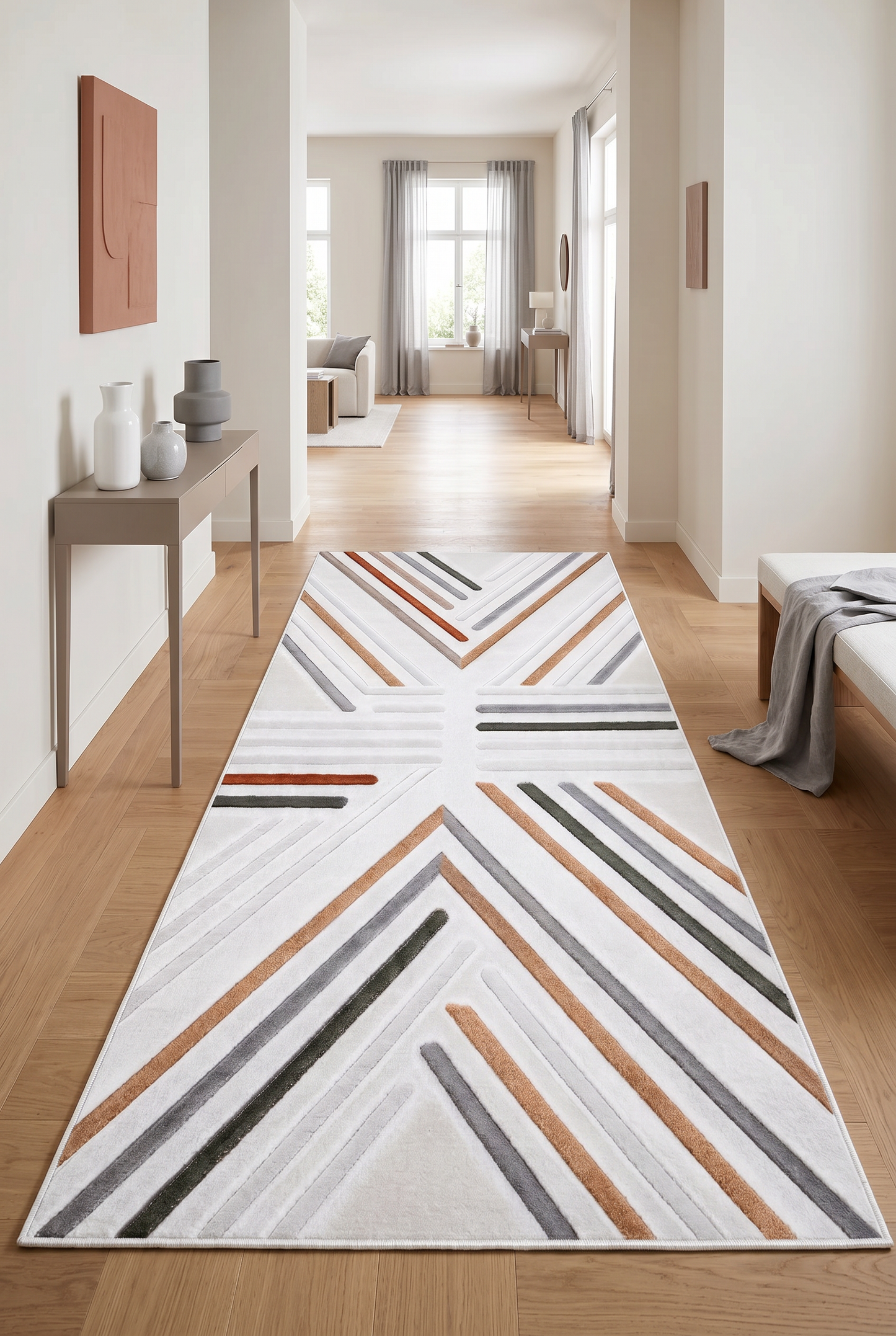 West Home Digital Print Washable Non-Slip Base Living Room, Kitchen and Hallway Rug - 662 Multy