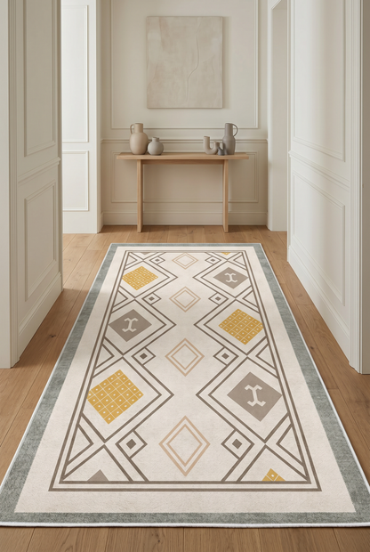 West Home Digital Print Washable Non-Slip Living Room, Kitchen and Hallway Rug - 666 Green