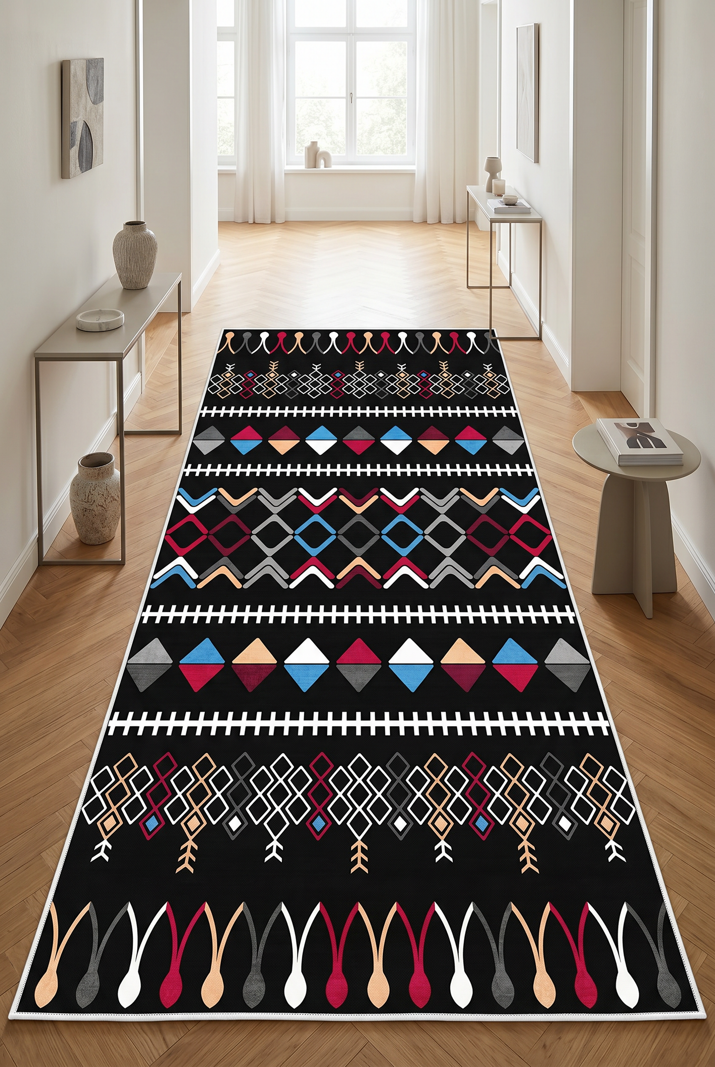 West Home Digital Print Washable Non-Slip Base Living Room, Kitchen and Hallway Rug - 667 Multy