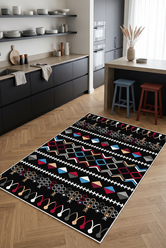 West Home Dijital Baskılı Yıkanabilir Kaymaz Taban Salon, Mutfak ve Yolluk Halısı-667 Multy