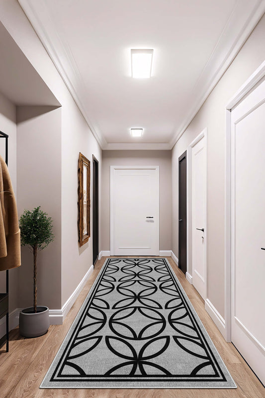 West Home Dijital Baskılı Yıkanabilir Kaymaz Taban Salon, Mutfak ve Yolluk Halısı-678 Grey