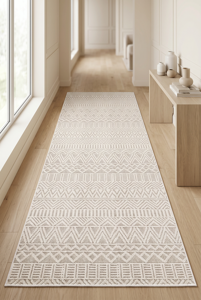 West Home Digital Print Washable Non-Slip Living Room, Kitchen and Hallway Rug - 689 Beige