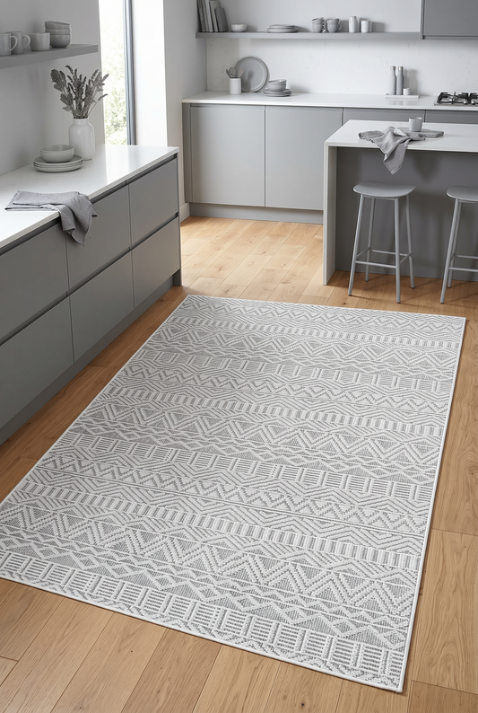 West Home Dijital Baskılı Yıkanabilir Kaymaz Taban Salon, Mutfak ve Yolluk Halısı-689 Grey