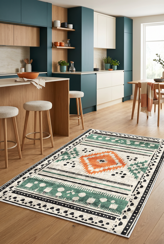 West Home Dijital Baskılı Yıkanabilir Kaymaz Taban Salon, Mutfak ve Yolluk Halısı-716 Green