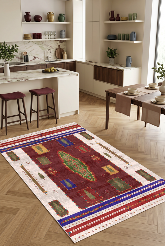 West Home Dijital Baskılı Yıkanabilir Kaymaz Taban Salon, Mutfak ve Yolluk Halısı-719 Multy