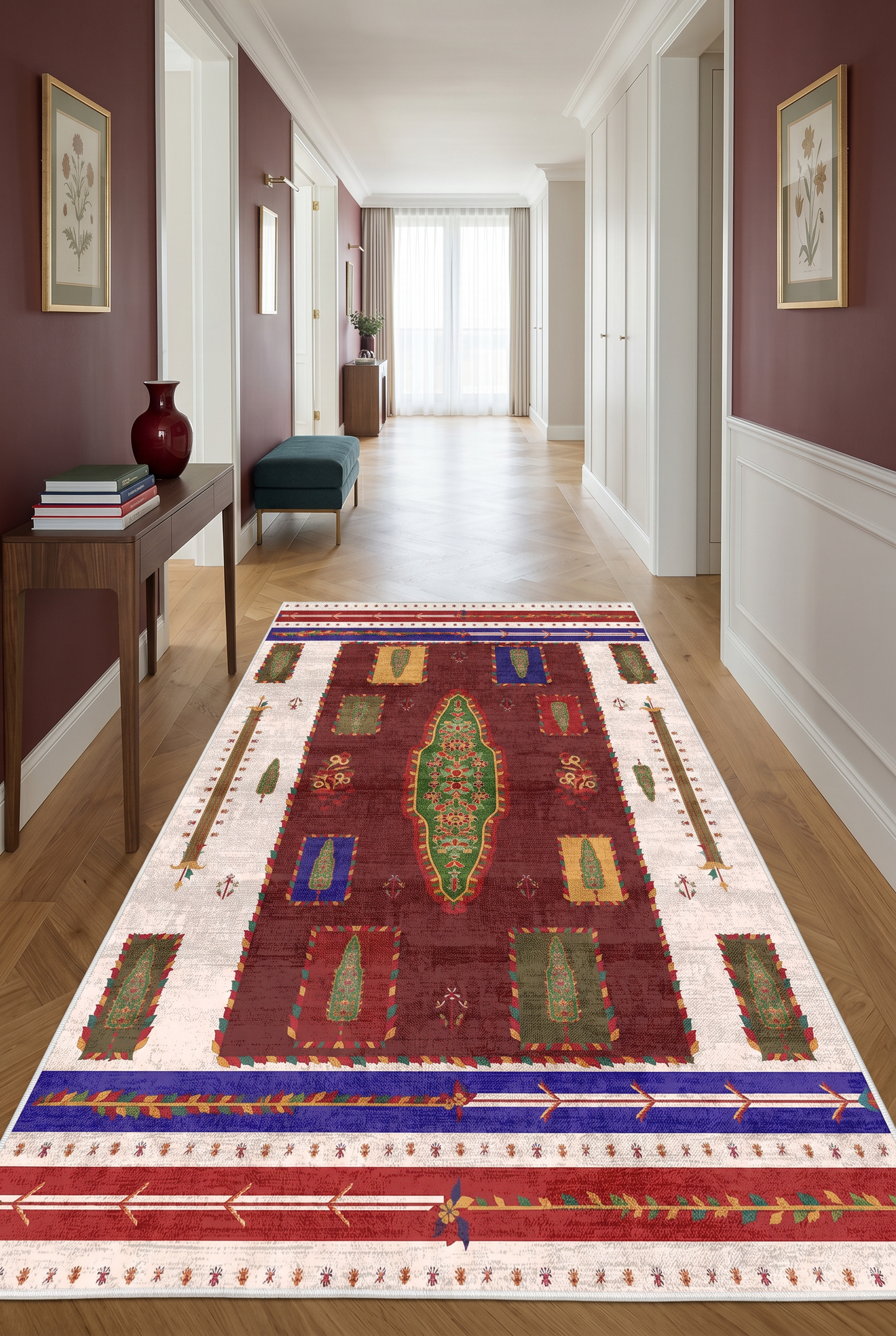 West Home Digital Print Washable Non-Slip Base Living Room, Kitchen and Hallway Rug - 719 Multy