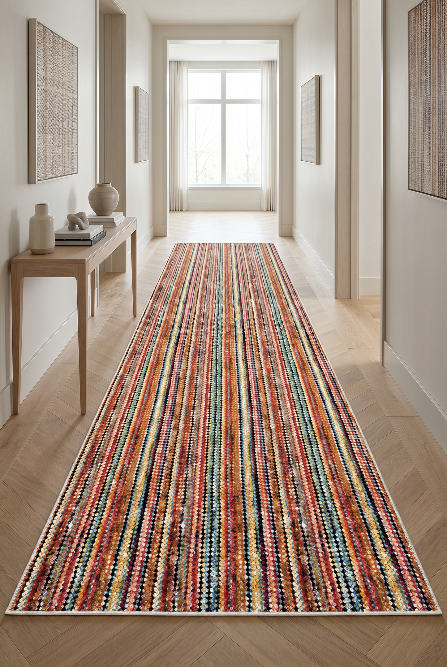 West Home Digital Print Washable Non-Slip Base Living Room, Kitchen and Hallway Rug - 725 Multy