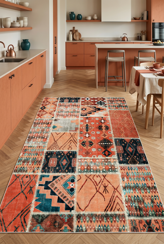 West Home Dijital Baskılı Yıkanabilir Kaymaz Taban Salon, Mutfak ve Yolluk Halısı-734 Multy