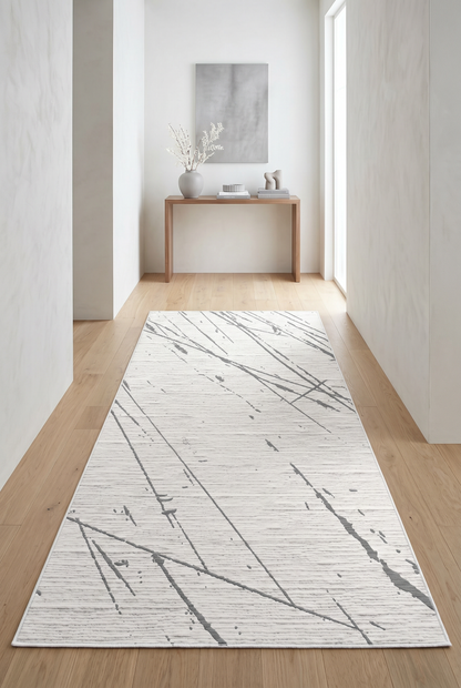 West Home Digital Print Washable Non-Slip Living Room, Kitchen and Hallway Rug - 743 Grey