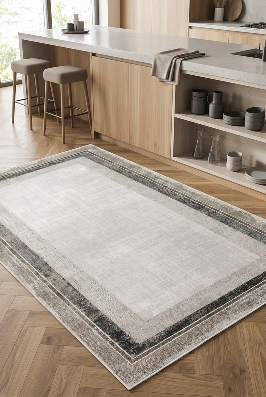 West Home Dijital Baskılı Yıkanabilir Kaymaz Taban Salon, Mutfak ve Yolluk Halısı-757 Beige