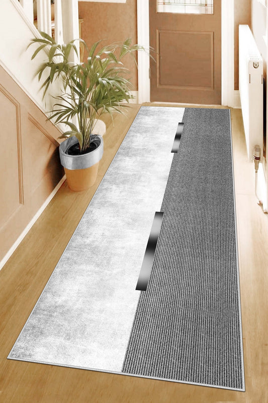 West Home Dijital Baskılı Yıkanabilir Kaymaz Taban Salon, Mutfak ve Yolluk Halısı-559 Grey