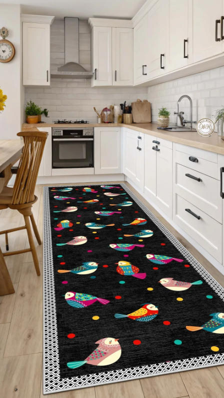 West Home Dijital Baskılı Yıkanabilir Kaymaz Taban Salon, Mutfak ve Yolluk Halısı-372 Multy