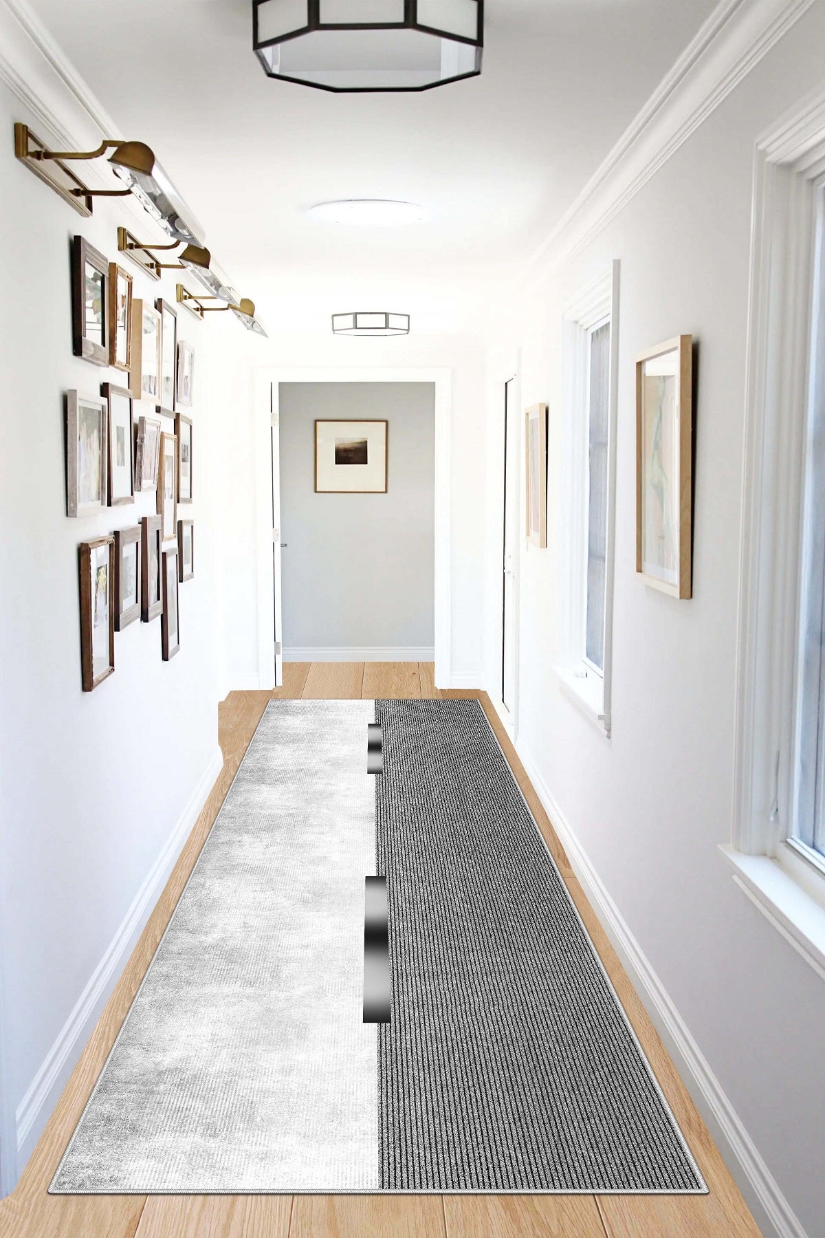 West Home Dijital Baskılı Yıkanabilir Kaymaz Taban Salon, Mutfak ve Yolluk Halısı-559 Grey