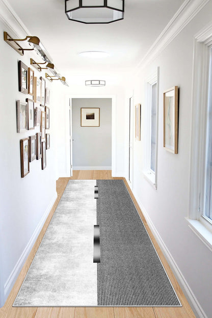 West Home Dijital Baskılı Yıkanabilir Kaymaz Taban Salon, Mutfak ve Yolluk Halısı-559 Grey