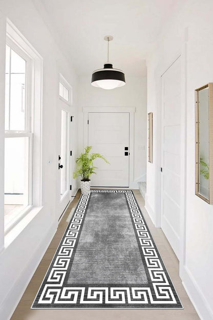 West Home Dijital Baskılı Yıkanabilir Kaymaz Taban Salon, Mutfak ve Yolluk Halısı-281 Grey