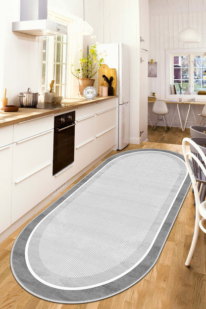 West Home Digital Print Washable Non-Slip Living Room, Kitchen and Hallway Rug - 600 Grey