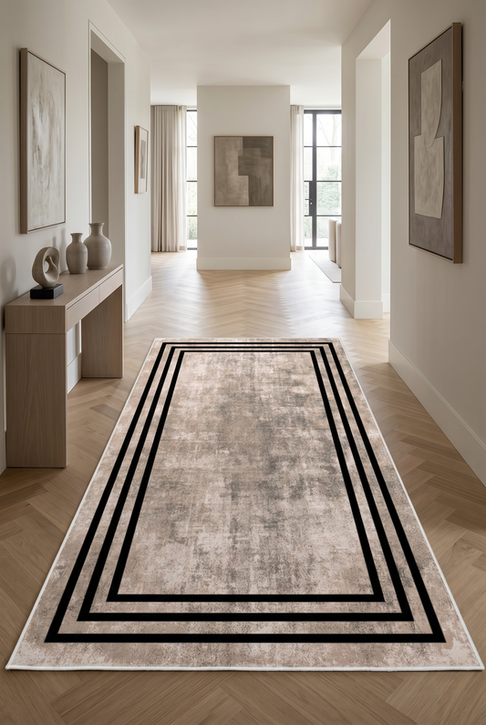 West Home Dijital Baskılı Yıkanabilir Kaymaz Taban Salon, Mutfak ve Yolluk Halısı-413 Beige