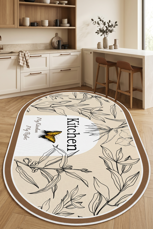 West Home Dijital Baskılı Yıkanabilir Kaymaz Taban Mutfak Halısı-528 Sand