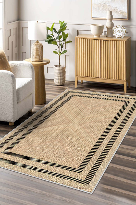 West Home Dijital Baskılı Yıkanabilir Kaymaz Taban Salon, Mutfak ve Yolluk Halısı-594 Beige