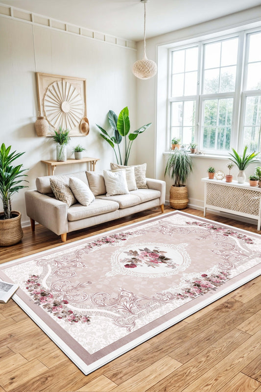 West Home Dijital Baskılı Yıkanabilir Kaymaz Taban Salon, Mutfak ve Yolluk Halısı-031 Rose