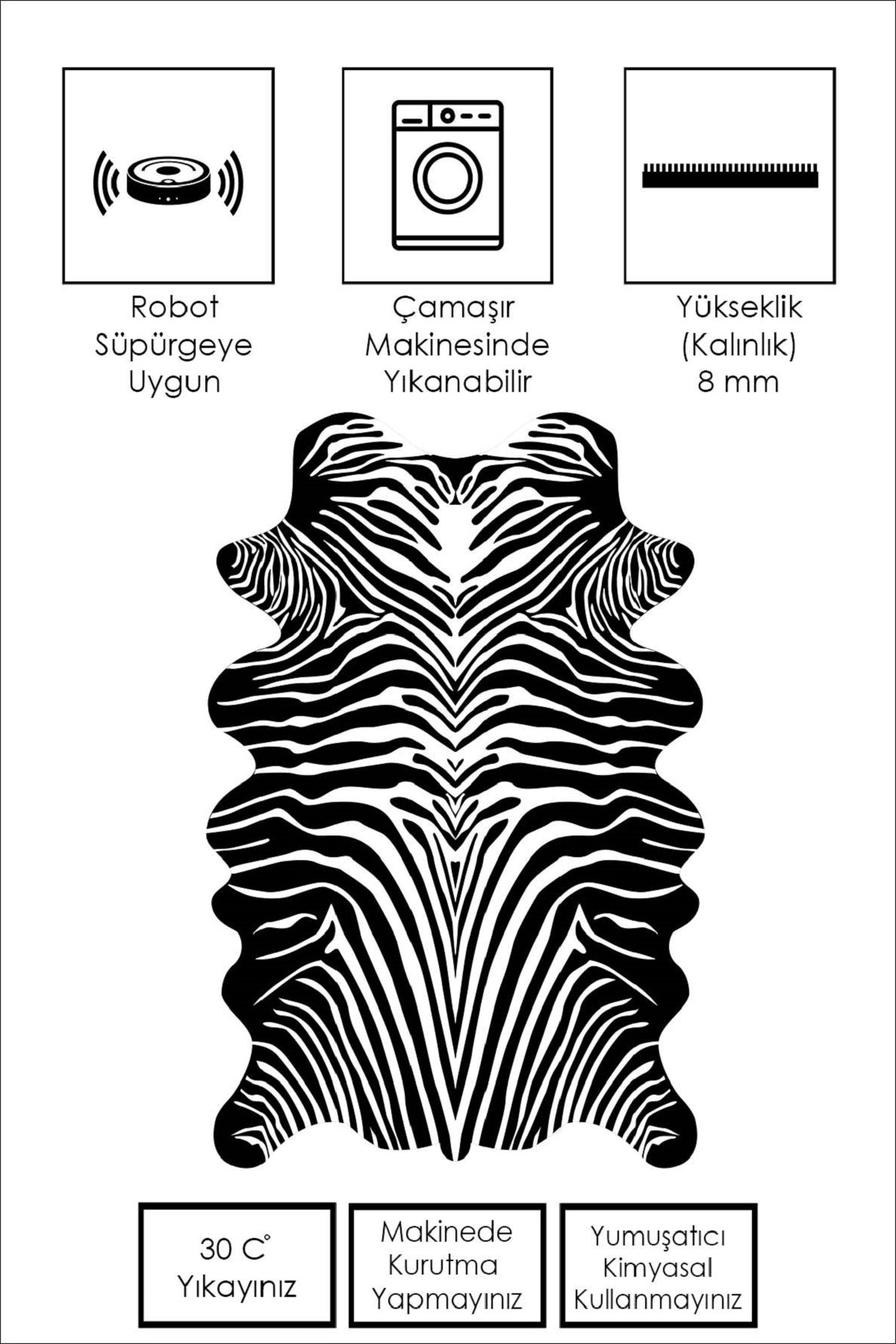 West Home Dijital Baskılı Yıkanabilir Kaymaz Taban Salon Halısı-174 Black