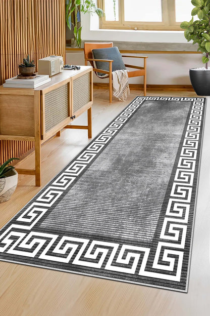 West Home Dijital Baskılı Yıkanabilir Kaymaz Taban Salon, Mutfak ve Yolluk Halısı-281 Grey