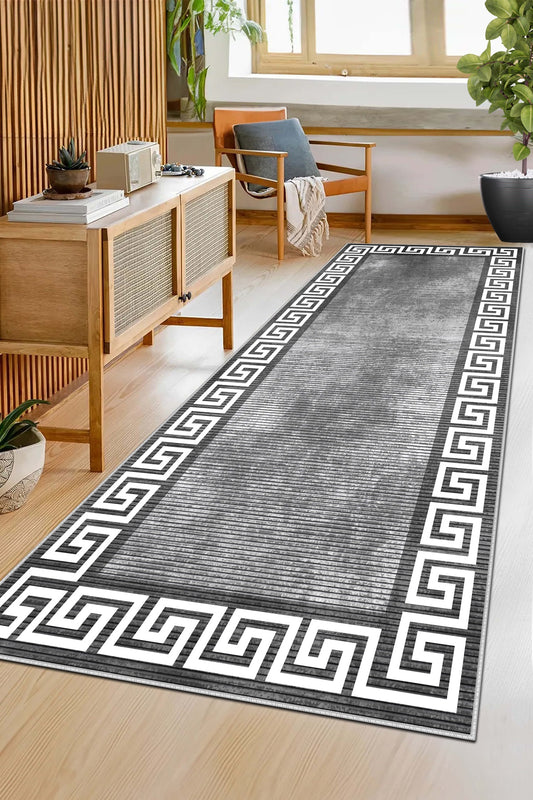 West Home Dijital Baskılı Yıkanabilir Kaymaz Taban Salon, Mutfak ve Yolluk Halısı-281 Grey