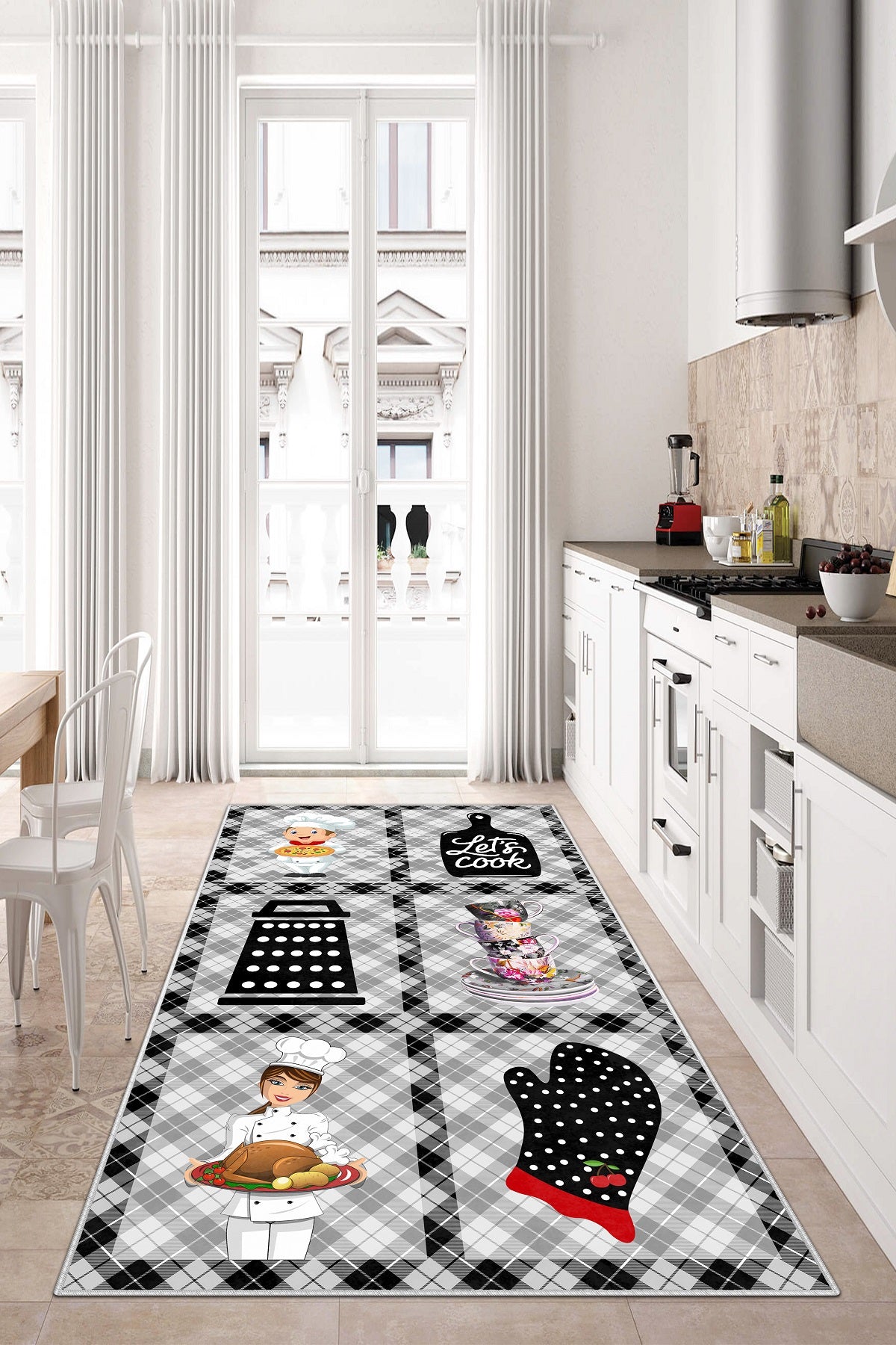 West Home Dijital Baskılı Yıkanabilir Kaymaz Taban Mutfak Halısı-343 Multy