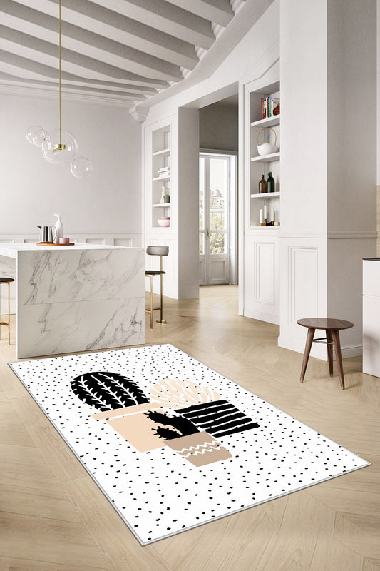 West Home Dijital Baskılı Yıkanabilir Kaymaz Taban Mutfak Halısı-349 Beige