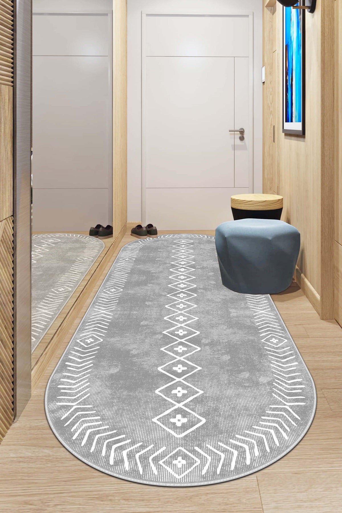 West Home Dijital Baskılı Yıkanabilir Kaymaz Taban Salon, Mutfak ve Yolluk Halısı-375 Grey