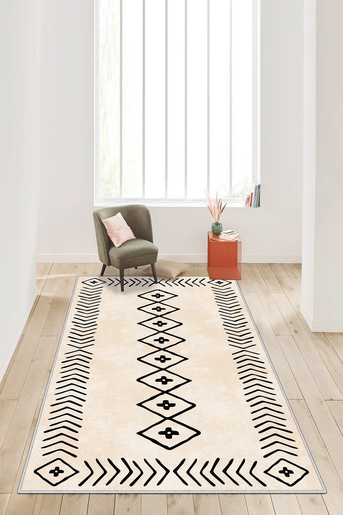 West Home Dijital Baskılı Yıkanabilir Kaymaz Taban Salon, Mutfak ve Yolluk Halısı-375 Beige