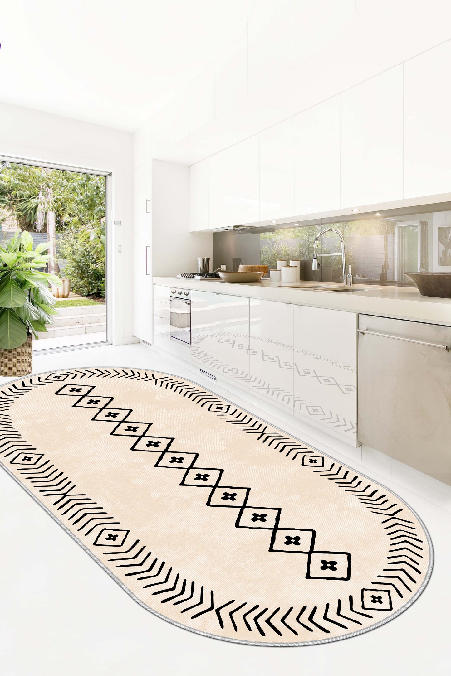 West Home Dijital Baskılı Yıkanabilir Kaymaz Taban Salon, Mutfak ve Yolluk Halısı-375 Beige