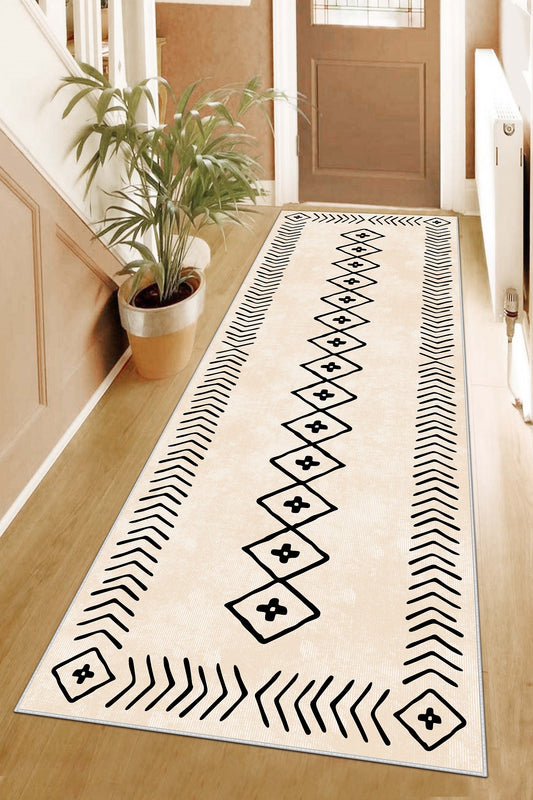 West Home Dijital Baskılı Yıkanabilir Kaymaz Taban Salon, Mutfak ve Yolluk Halısı-375 Beige
